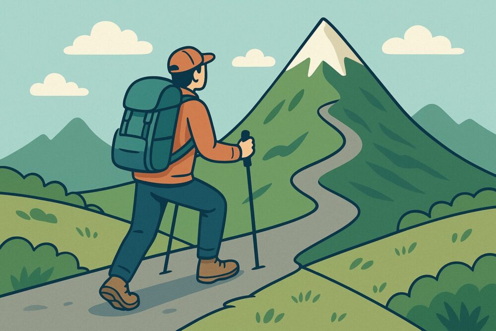 登山 傾斜のイラスト