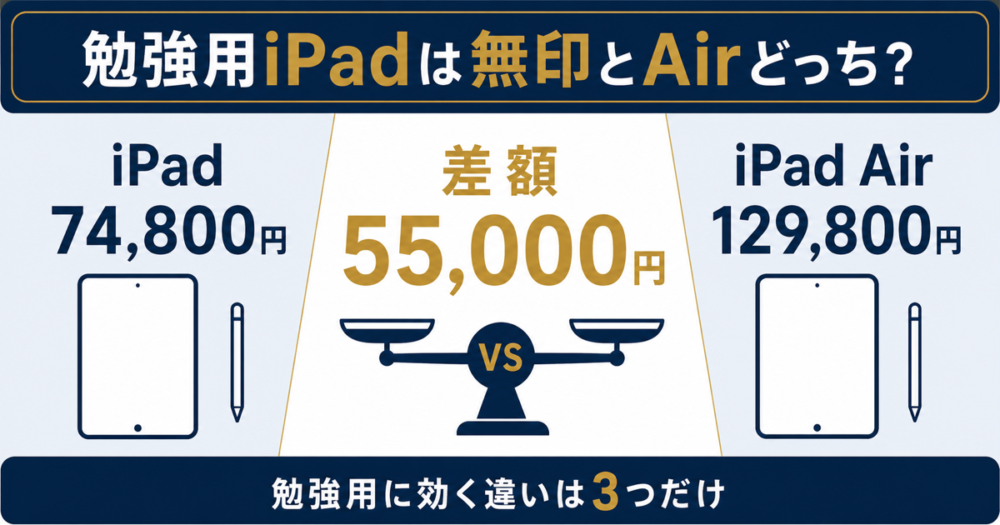 勉強用iPadは無印とAirどっち？差額55,000円